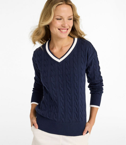 Women's The Original Double L® Sweater, Cable V-Neck | L.L.Bean sale