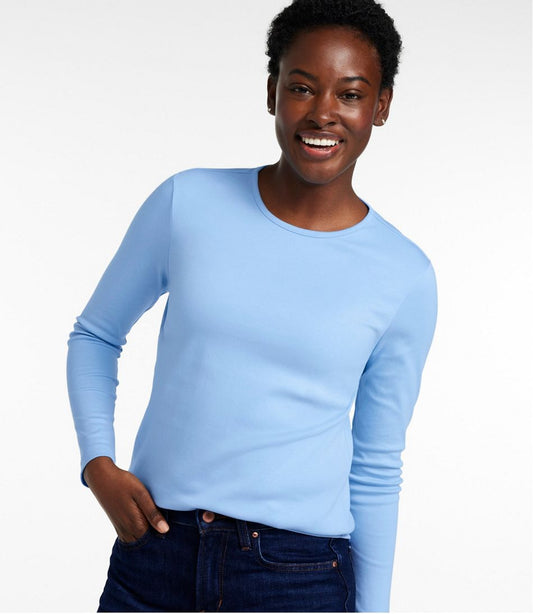 Women's Pima Cotton Tee, Long-Sleeve Crewneck | L.L.Bean outlet