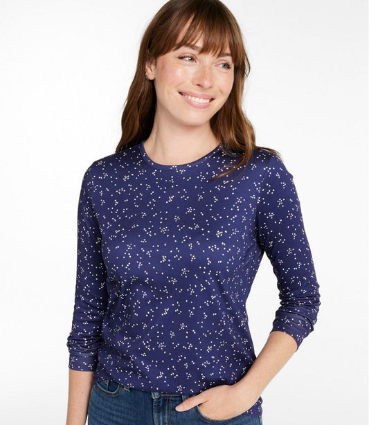 Women's Pima Cotton Tee, Long-Sleeve Crewneck Print | L.L.Bean sale