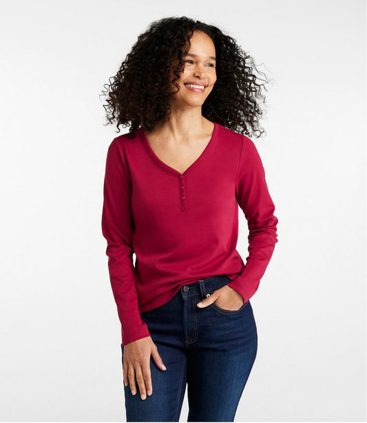 Women's L.L.Bean V-Neck Henley, Long-Sleeve | L.L.Bean for sale