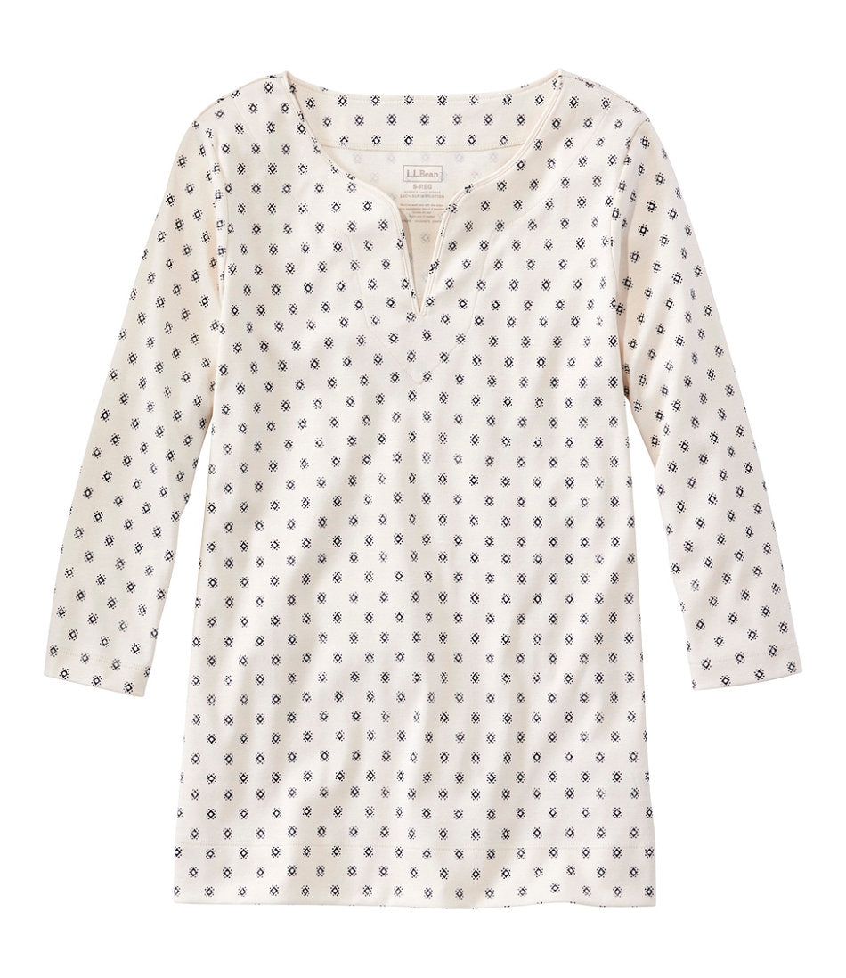 Women's Pima Cotton Tunic, Three-Quarter-Sleeve Splitneck Print | L.L.Bean discount - US 1172