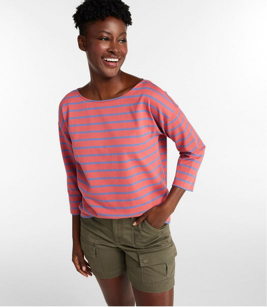 Women's Heritage Mariner Top, Boatneck Three-Quarter-Sleeve Stripe | L.L.Bean sale