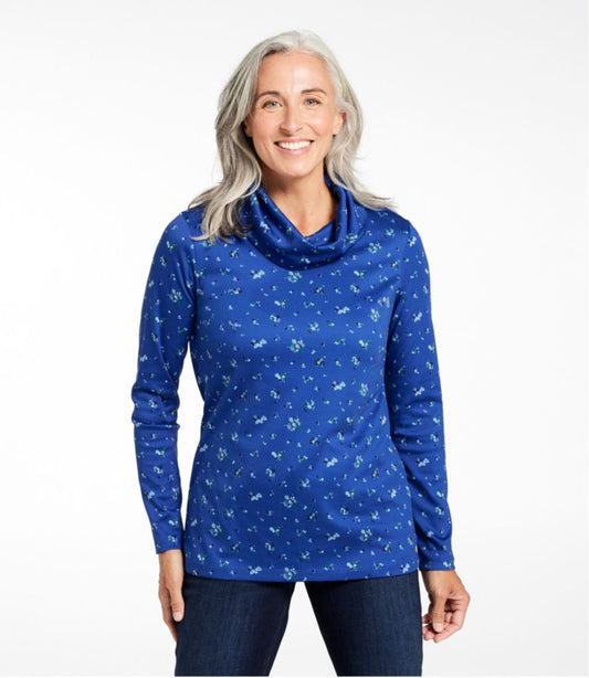 Women's Pima Cotton Tee, Long-Sleeve Cowlneck Print | L.L.Bean for sale