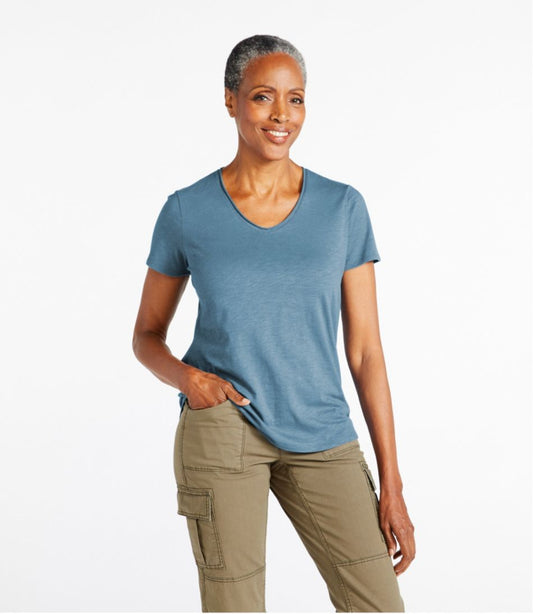 Women's Organic Cotton Tee, V-Neck Short-Sleeve | L.L.Bean for sale