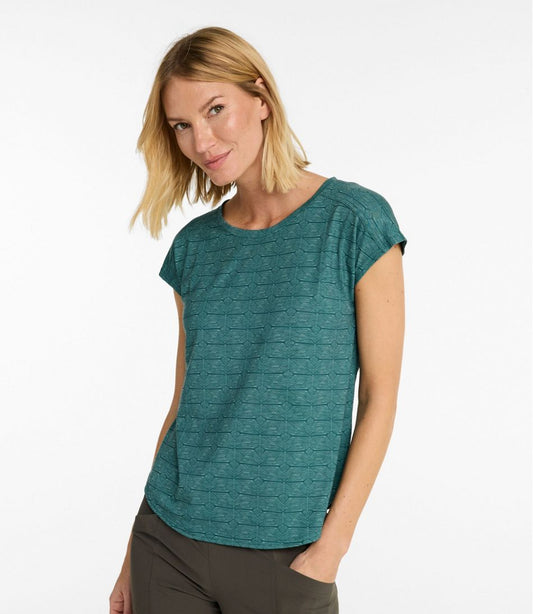 Women's Streamside Tee, Short-Sleeve Ruched Crew Print | L.L.Bean outlet