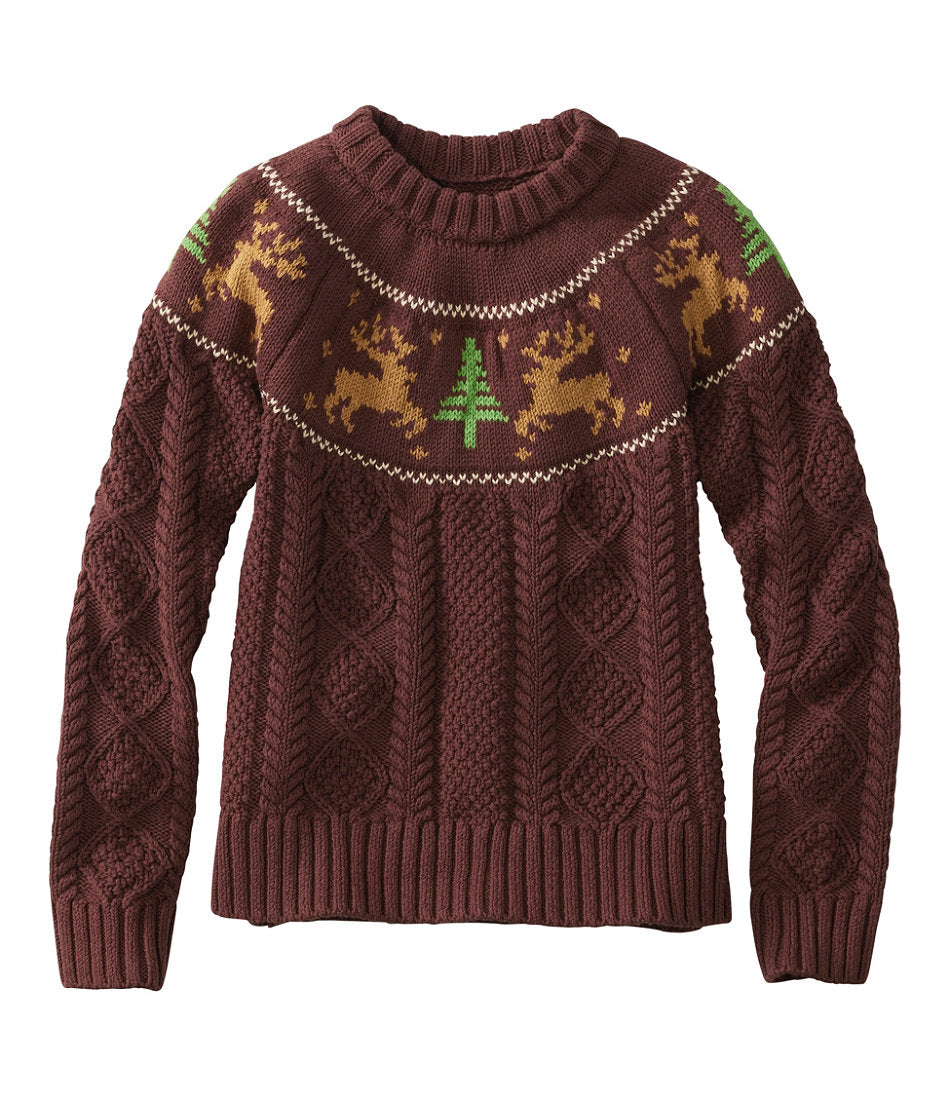 Women's Signature Cotton Fisherman Sweater, Crewneck Novelty | L.L.Bean on sale - US 1703
