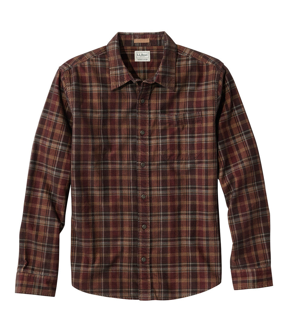 Men's Sunwashed Corduroy Shirt, Slightly Fitted Untucked Fit, Plaid | L.L.Bean discount - US 7529