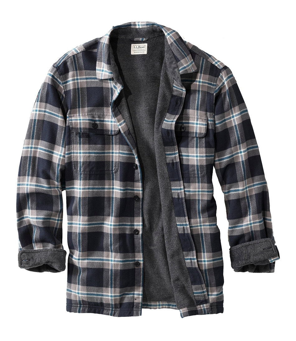 Men's Fleece-Lined Flannel Shirt, Traditional Fit | L.L.Bean outlet - US 7616