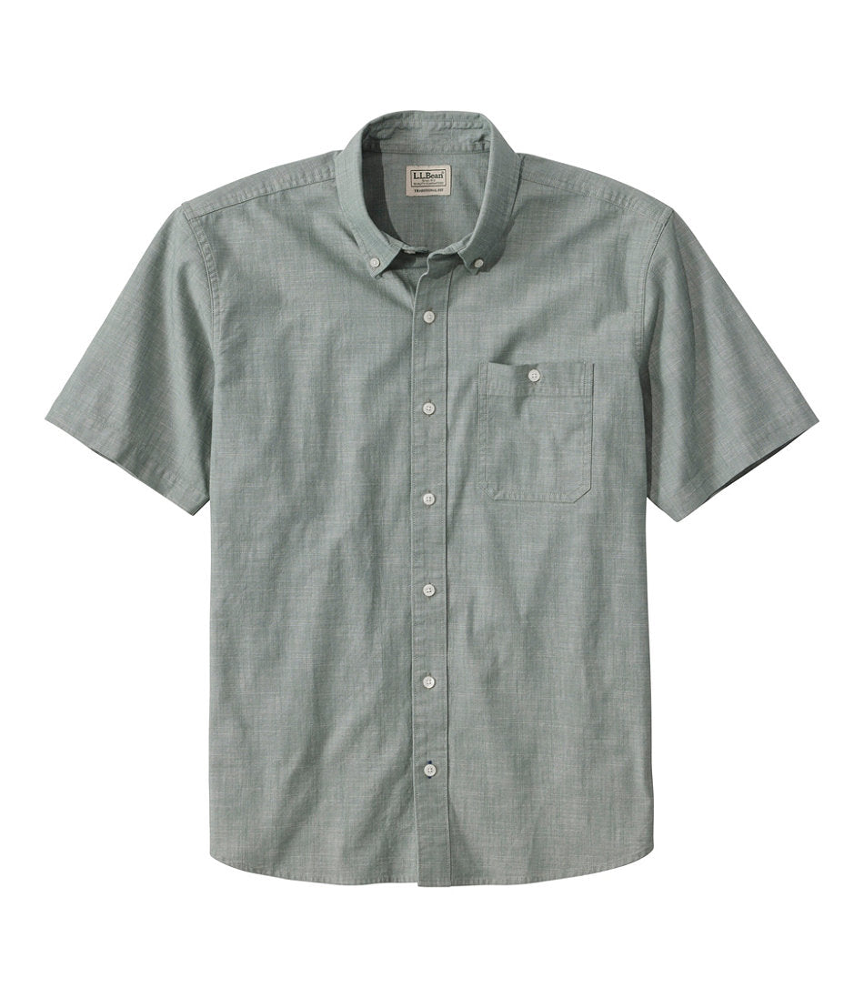 Men's Comfort Stretch® Chambray Shirt, Traditional Untucked Fit, Short-Sleeve | L.L.Bean on sale - US 9926
