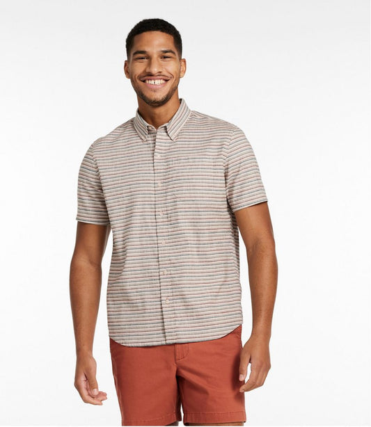 Men's Stonecoast Hemp Shirt, Short-Sleeve, Slightly Fitted Untucked Fit, Stripe | L.L.Bean discount