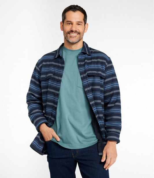 Men's Fleece-Lined Flannel Shirt, Traditional Fit, Stripe | L.L.Bean outlet