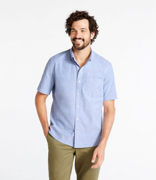 Men's Comfort Stretch® Oxford Shirt, Slightly Fitted Untucked Fit, Short-Sleeve | L.L.Bean sale