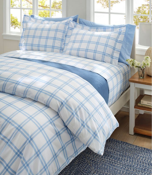 280-Thread-Count Pima Cotton Percale Comforter Cover Collection, Windowpane | L.L.Bean online