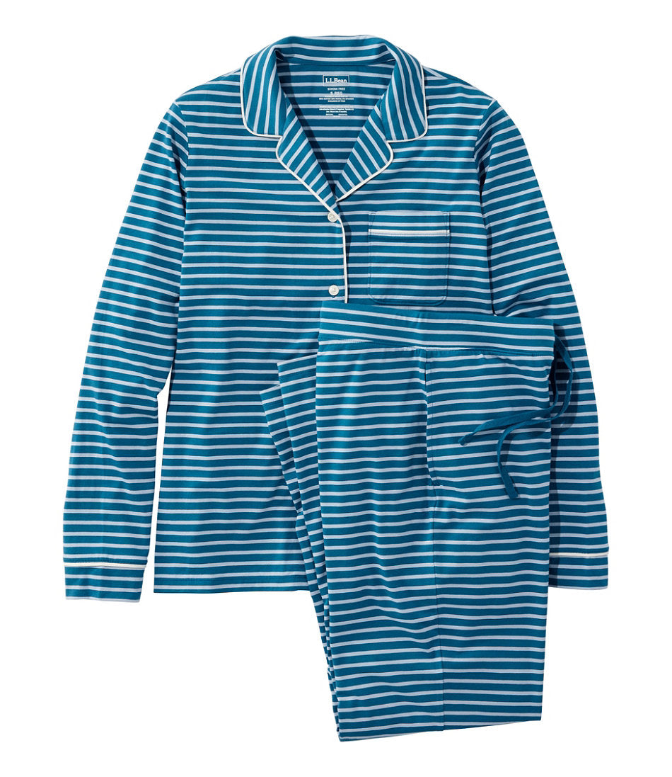 Women's Super-Soft Shrink-Free Button Front Pajama Set, Stripe | L.L.Bean on sale - US 8349