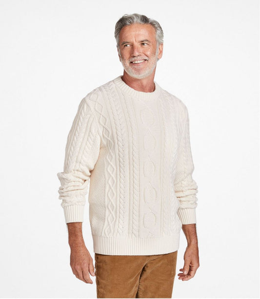 Men's Bean's Heritage Soft Cotton Fisherman Sweater, Crewneck | L.L.Bean on sale