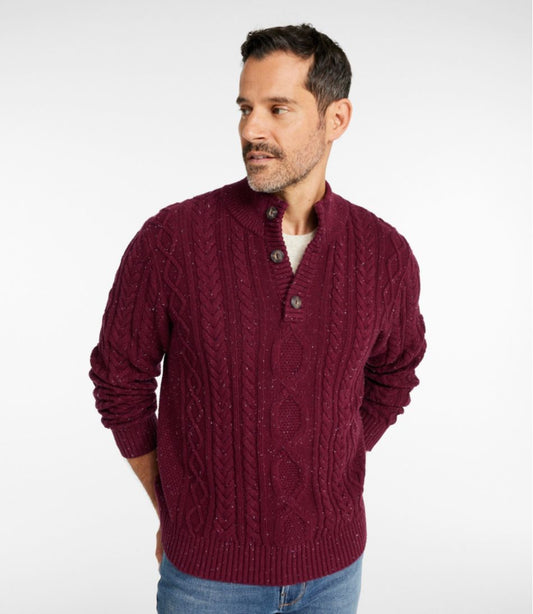 Men's Bean's Heritage Soft Cotton Fisherman Sweater, Button-Mock | L.L.Bean discount
