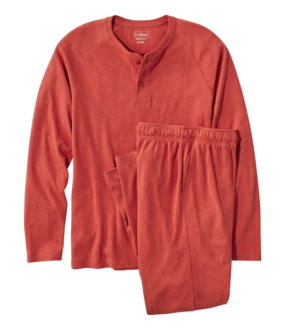 Men's Bean's Cotton Knit Pajamas, Henley PJ Set | L.L.Bean outlet - US 4468