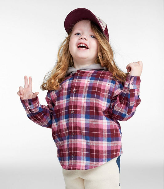 Toddlers' Fleece-Lined Flannel Shirt, Hooded | L.L.Bean outlet