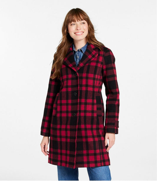 Women's Classic Lambswool Polo Coat, Three-Quarter, Pattern | L.L.Bean on sale