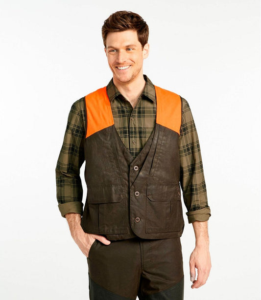 Men's Double L Waxed-Cotton Upland Vest, Hunter Orange | L.L.Bean outlet