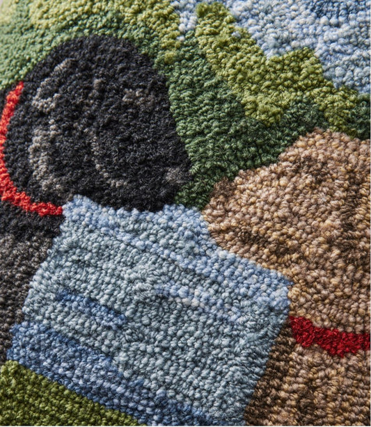 Indoor/Outdoor Hooked Pillow, Mountain Dogs | L.L.Bean online