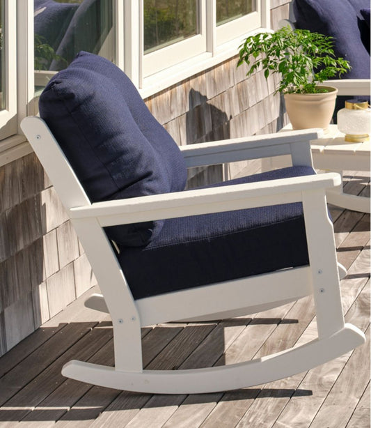 All-Weather Patio Rocker with Textured Cushion, White | L.L.Bean online