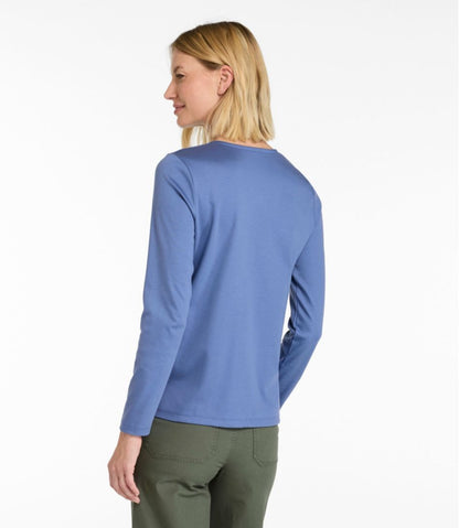 Women's Pima Cotton Tee, Long-Sleeve Crewneck Cardigan | L.L.Bean online