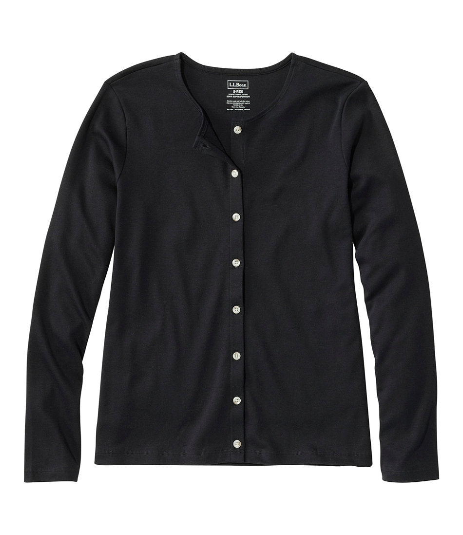 Women's Pima Cotton Tee, Long-Sleeve Crewneck Cardigan | L.L.Bean online - US 6565