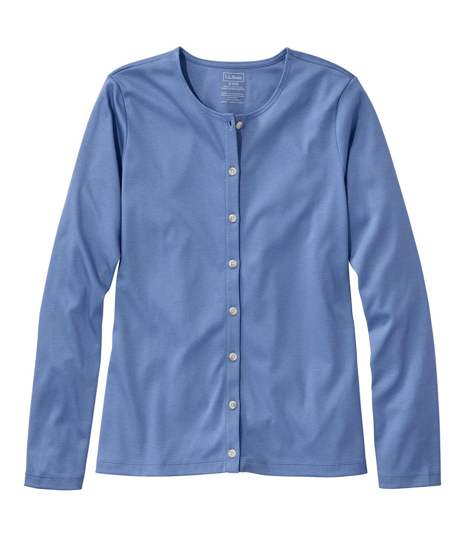 Women's Pima Cotton Tee, Long-Sleeve Crewneck Cardigan | L.L.Bean online - US 6565