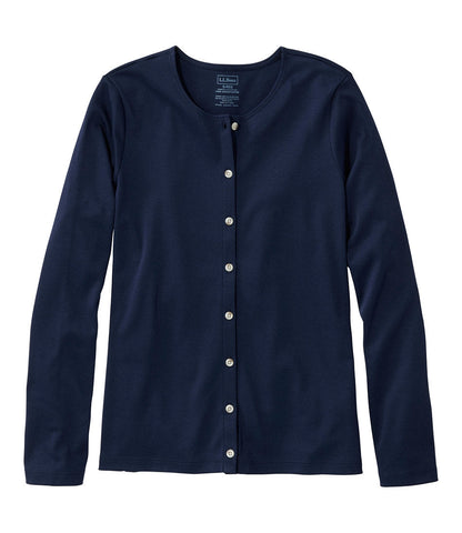 Women's Pima Cotton Tee, Long-Sleeve Crewneck Cardigan | L.L.Bean online - US 6565