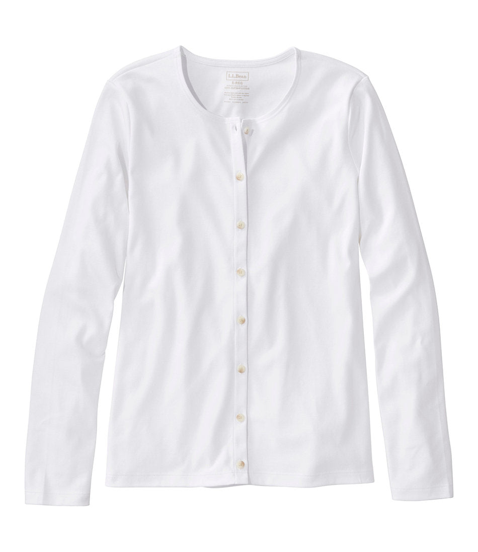 Women's Pima Cotton Tee, Long-Sleeve Crewneck Cardigan | L.L.Bean online - US 6565