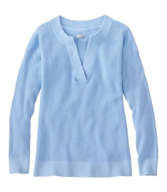 Women's Sunwashed Waffle Sweater, Splitneck | L.L.Bean sale