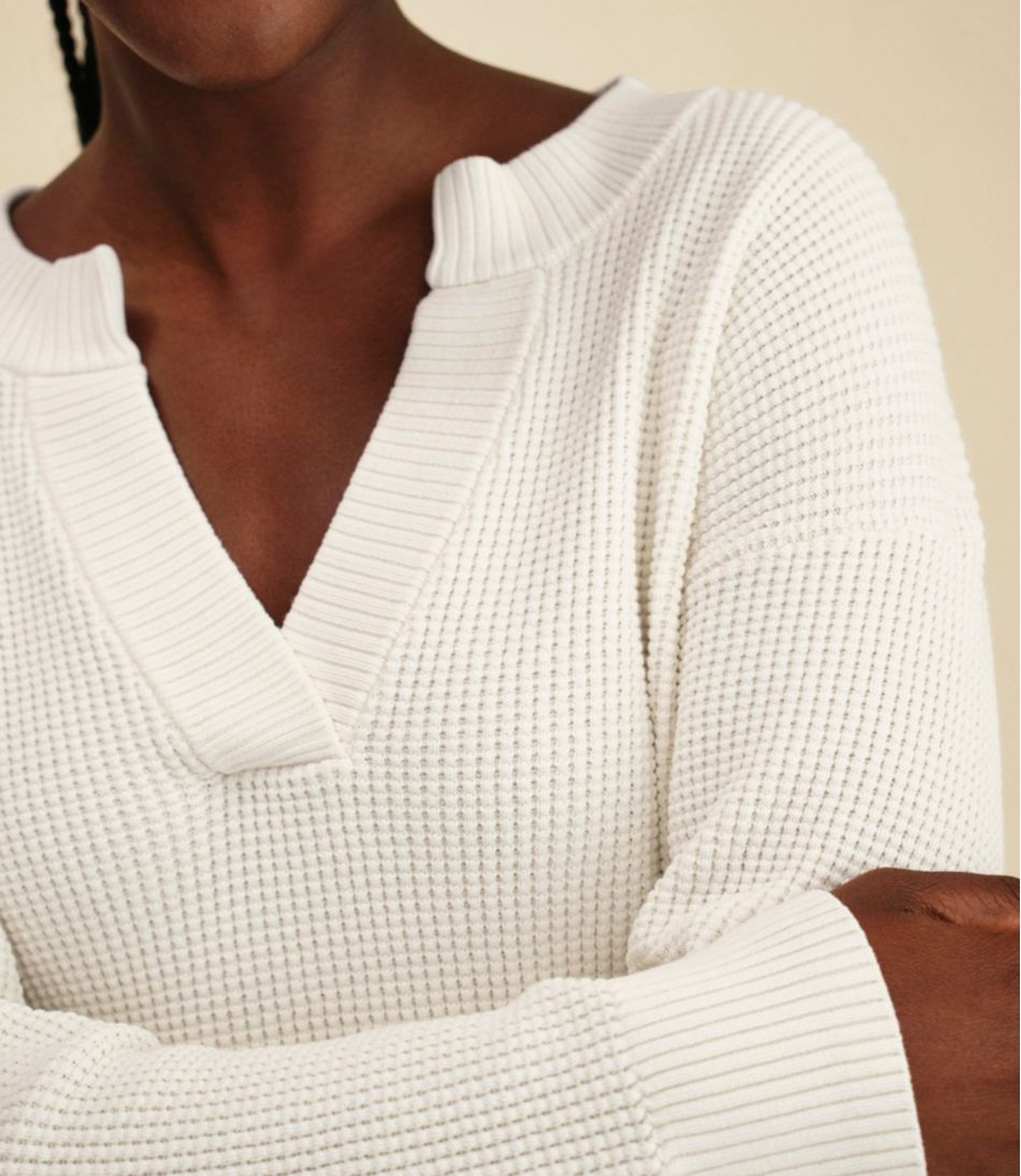 Women's Sunwashed Waffle Sweater, Splitneck | L.L.Bean sale