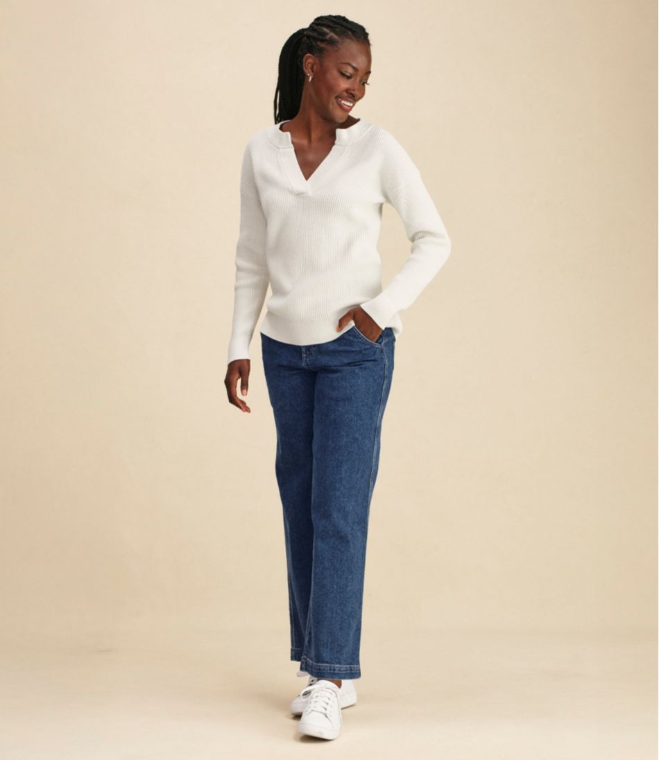 Women's Sunwashed Waffle Sweater, Splitneck | L.L.Bean sale