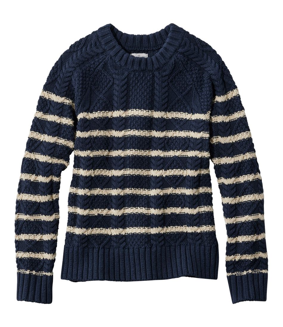 Women's Signature Cotton Fisherman Sweater, Crewneck Stripe | L.L.Bean for sale