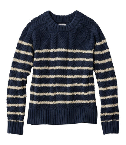 Women's Signature Cotton Fisherman Sweater, Crewneck Stripe | L.L.Bean for sale