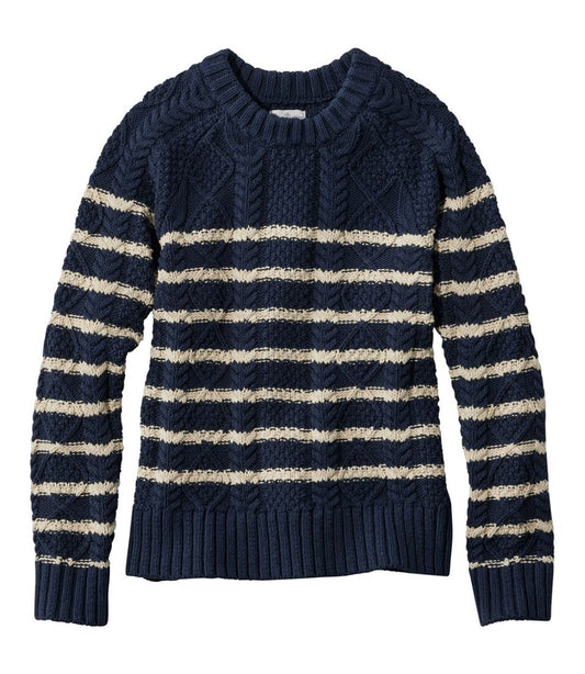 Women's Signature Cotton Fisherman Sweater, Crewneck Stripe | L.L.Bean for sale