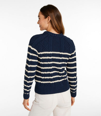 Women's Signature Cotton Fisherman Sweater, Crewneck Stripe | L.L.Bean for sale
