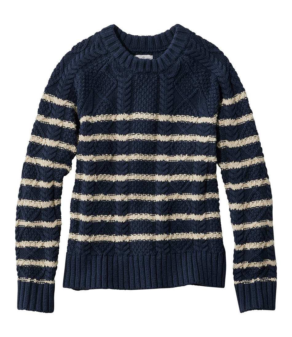 Women's Signature Cotton Fisherman Sweater, Crewneck Stripe | L.L.Bean for sale - US 6004