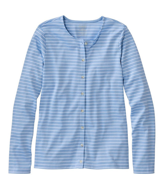 Women's Pima Cotton Tee, Long-Sleeve Crewneck Cardigan Stripe | L.L.Bean discount