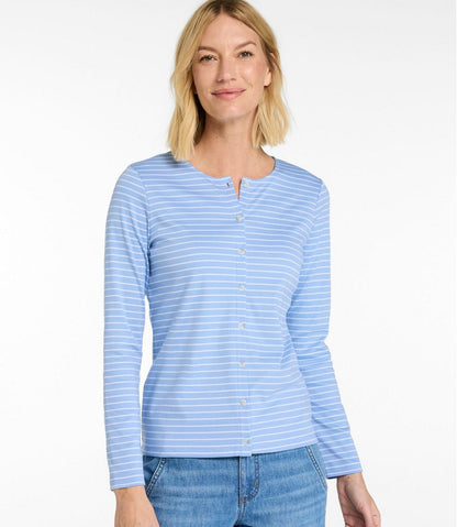 Women's Pima Cotton Tee, Long-Sleeve Crewneck Cardigan Stripe | L.L.Bean discount