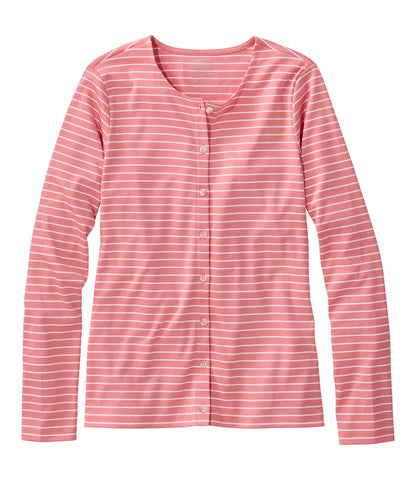 Women's Pima Cotton Tee, Long-Sleeve Crewneck Cardigan Stripe | L.L.Bean discount - US 7767