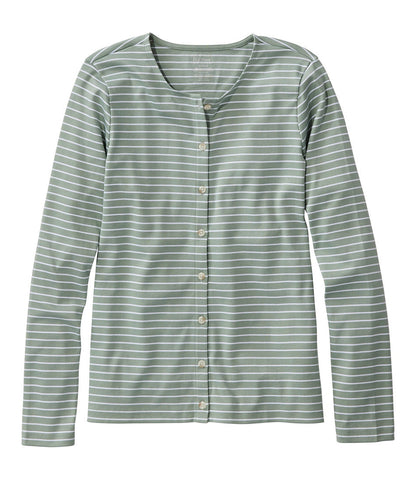 Women's Pima Cotton Tee, Long-Sleeve Crewneck Cardigan Stripe | L.L.Bean discount - US 7767