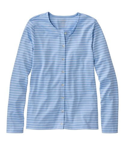 Women's Pima Cotton Tee, Long-Sleeve Crewneck Cardigan Stripe | L.L.Bean discount - US 7767