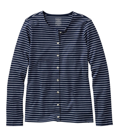 Women's Pima Cotton Tee, Long-Sleeve Crewneck Cardigan Stripe | L.L.Bean discount - US 7767