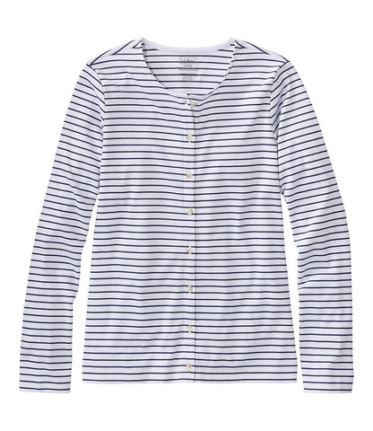 Women's Pima Cotton Tee, Long-Sleeve Crewneck Cardigan Stripe | L.L.Bean discount - US 7767