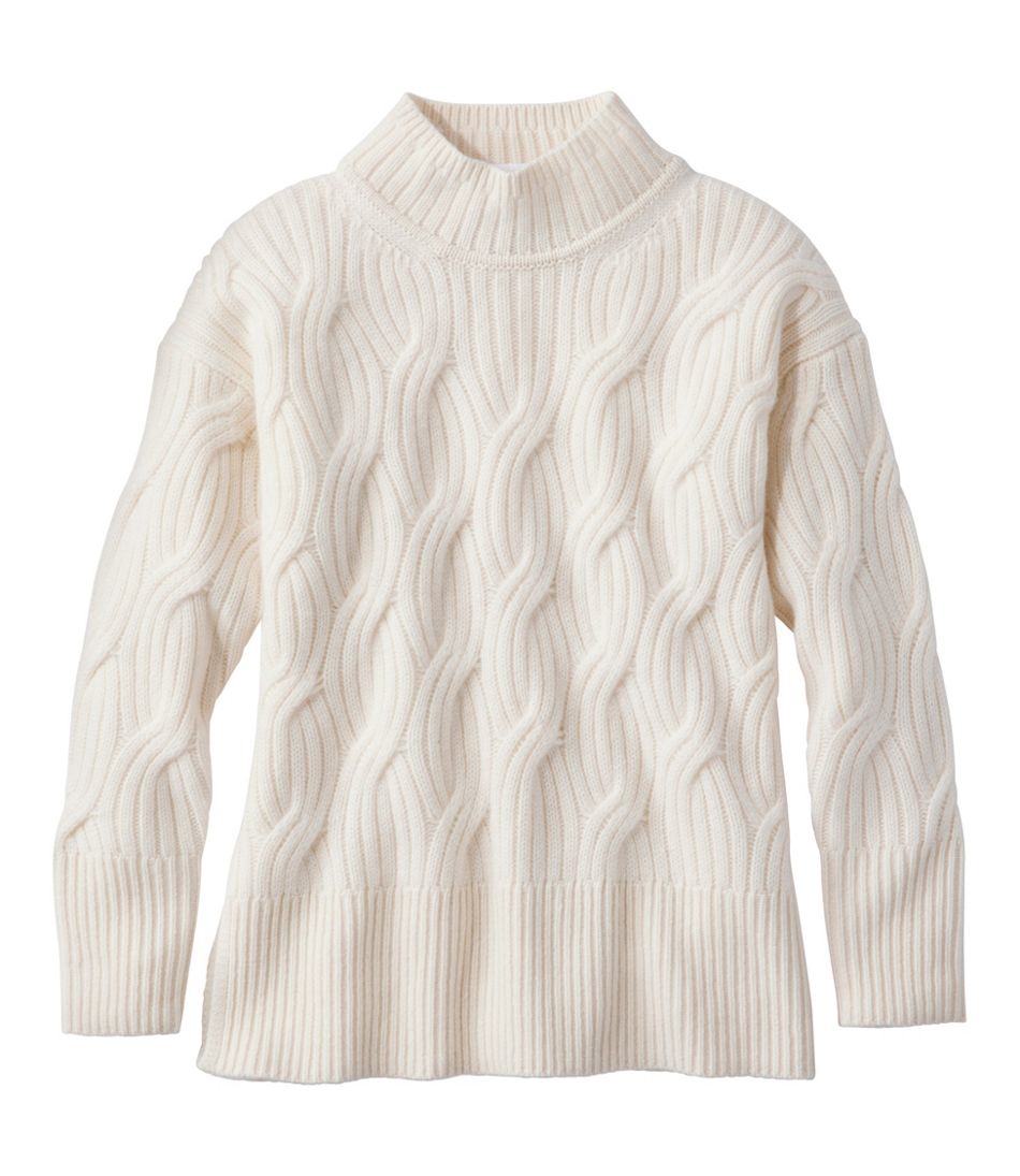 Women's Signature Premium Cashmere Cable Sweaters, Mockneck | L.L.Bean for sale