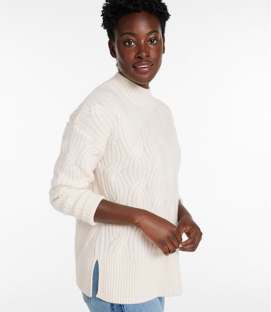 Women's Signature Premium Cashmere Cable Sweaters, Mockneck | L.L.Bean for sale