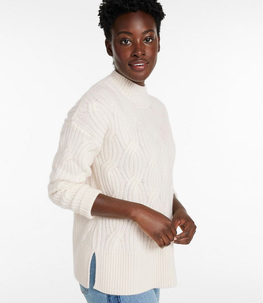 Women's Signature Premium Cashmere Cable Sweaters, Mockneck | L.L.Bean for sale