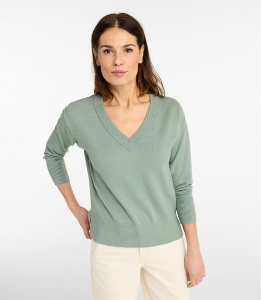 Women's Cotton/Cashmere Sweater, V-Neck | L.L.Bean on sale